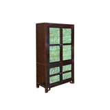 Chinese Distressed Turquoise Brown Large Armoire Wardrobe Cabinet GB320S