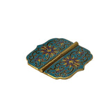 2 Sets Turquoise Enamel Cloisonne Butterfly Hinges Metal Decor Plaque Art GB351S