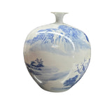 Chinese Blue White Handpaint Mountain Tree Scenery Porcelain Vase GB563S