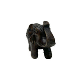 Vintage Dark Brown Metal Elephant Trunk Up Accent Figure GB589S