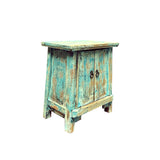 16.25" Distressed Light Blue 2 Doors End Table Nightstand Chest GB596S