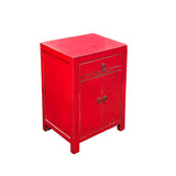 Distressed Rustic Rough Bright Red Drawer Small End Table Nightstand GB599S