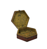Oriental Hexagonal Red Color Mythical Figure Drawing Accent Box GB605S