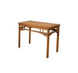 Vintage Honey Wood Tone Ming Style Round Legs Console Altar Table GB613S