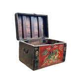 Vintage  Distressed Tibetan Style Foo Dog Lion Storage Chest Box GB614S