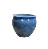 Vintage Mottled Blue Powder Marks Porcelain Round Pot Planter GB616S