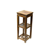 Vintage Patina Square Slim Wood Pedestal Display Stand Side Table GB619AS