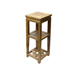 Vintage Patina Square Slim Wood Pedestal Display Stand Side Table GB619BS