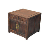 Vintage Brown Wood Patina Deep Wide Side End Table Nightstand Cabinet GB622BS