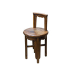Vintage Rustic Patina Round Seat Cross 4 Legs Wood Bench Stool Table GB625S