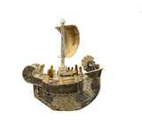 Vintage Asian Cream Bone Inset Treasure Ship Display Art Figure GB646S