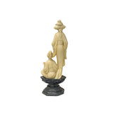 Vintage Asian Cow Bone Carved Lady w Gentleman Music Playing Figure Art GB647S