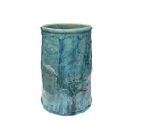 Vintage Distressed Marks Turquoise Green Lotus Fishes Ceramic Holder GB651S