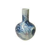 Oriental Blue Red Dragon Graphic Fat Body White Porcelain Art Vase GB655S