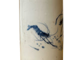 Chinese Distressed White Porcelain Blue Shrimps Graphic Holder Vase GB683S
