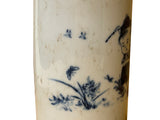 Chinese Distressed White Porcelain Blue Kid Playing Graphic Holder Vase GB685S