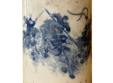 Chinese Distressed White Porcelain Blue Warrior Horse Graphic Holder Vase GB688S