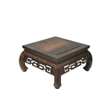 Square Natural Wood Pattern Brown Open Work Table Top Display Stand Easel GB703S