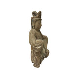 Vintage Rustic Wood Finish Sitting Bodhisattva Buddha Statue GB712S
