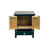 Oriental Black Lacquer Moon Face Hardware Small End Table Nightstand GB716S