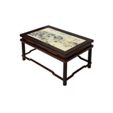 Rectangular Dream Stone Inlaid Rosewood Slender Cylindrical Legs Display Stand GB717S