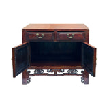 Vintage Chinese Carving Brown Drawers Side Table Credenza Cabinet GB721S