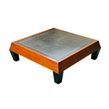 Brown Black Geometric Pattern Square Block Legs Coffee Table GB722S