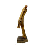 Natural Cypress Wood Root Carved Artistic Happy Buddha Figure GB728S