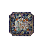 Vintage Deep Blue Flower Birds Square Ceramic Display Tray GB731S