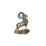 Crystal Glass Ram Standing on Rock Mix Color Art Figure GB733S