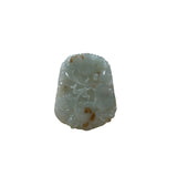 Natural Jade Stone Carved Buddha Fishes Lotus Leaf Display Pendant Art GB739S