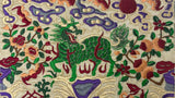 Asian Rectangular Green Kirin Bats Blossom Flower Fabric Display Art GB740S