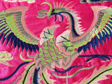 Asian Square Magenta Phoenix Bats Blossom Flower Fabric Display Art GB753S