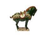 Oriental Ceramic Sancai Green Brown Beige Fengshui Artistic Figure GB754S