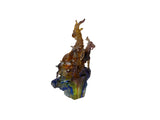 Golden Orange 3 Rams Crystal Glass Fengshui Display Art Figure GB768S