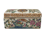 Vintage Chinese Famiile Rose Enamel Graphic Rectangular Porcelain Box GB775S