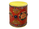 Oriental Tibetan Style Red Auspicious Flower Motifs Drum Table GB810S
