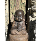 25" Oriental Chinese Zen Young Monk Siting Meditation Stone Statue GB812S