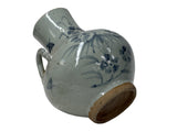 Vintage Fade Gray White Pale Blue Floral Graphic Ceramic Vase GB826S