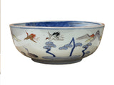 9.5" Asian Style Longevity Cranes Cloud Painted Porcelain Art Bowl GB827S