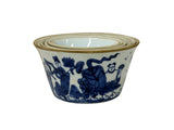Vintage Set of 6 Small Blue White Figural Graphic Porcelain Bowls GB829S