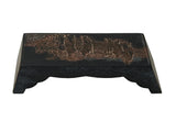 Chinese Black Lacquer Golden Graphic Bridge Shape Ink Display Art GB835S