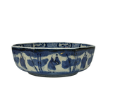 Vintage Oriental Imari Blue Red White Octagonal Porcelain Bowl Art GB840S