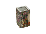 Vintage Chinese Square Floral Bird Figural Graphic Porcelain Holder GB842S