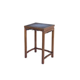 Vintage Oriental Simple Geometric Apron Rectangular Brown Side Table GB848S