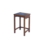 Vintage Oriental Simple Geometric Apron Rectangular Brown Side Table GB849S