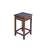 Vintage Oriental Simple Geometric Apron Square Brown Side Table GB850S