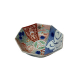 Vintage Oriental Imari Octagonal Palette Graphic Porcelain Bowl Art GB855S