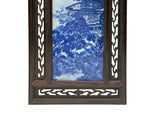 Oriental Blue White Tree Mountain Scenery Porcelain Framed Wall Panel Art GB865S