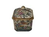Vintage Famille Rose Enamel Flower Bird Rectangular Porcelain Box GB877S